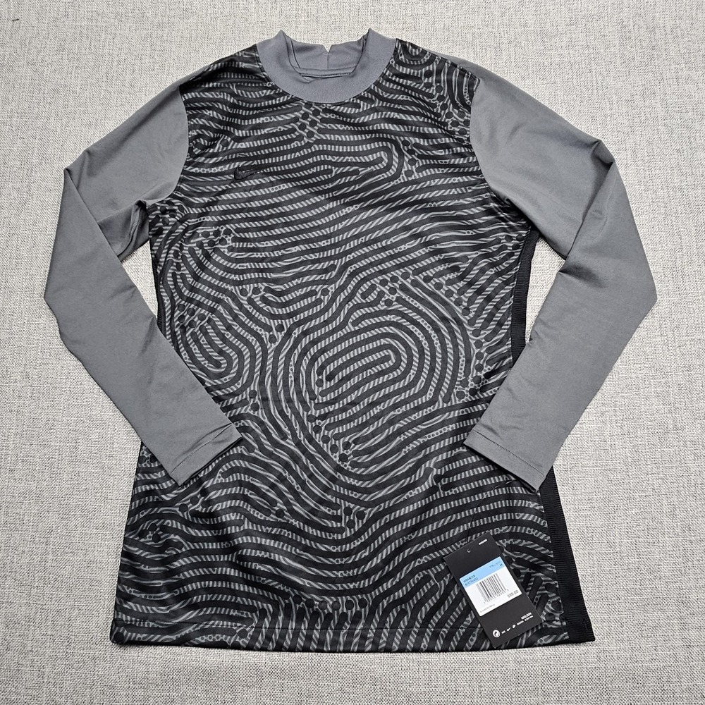 Nike Dri-FIT Dry Shirt Womens Medium Gray Black Long Sleeve Soccer‎ Top